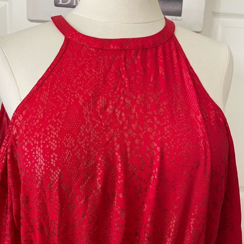 MICHAEL Michael Kors Metallic Snake Print Cold-Shoulder Dress, Size L - Picture 8 of 12